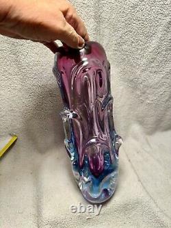 Vtg 1960 Cash Art Glass Vase By Jan Beranek For Skrdlovice. Lavender And Blues