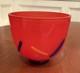 Vtg 1980s Modern Yellow Blue Black & Red Hand Blown Art Glass Vase Artist Signed