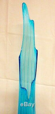 Vtg 29 Le Smith, Viking Epic, Art Glass Swung Ribbed Scalloped Floor Vase