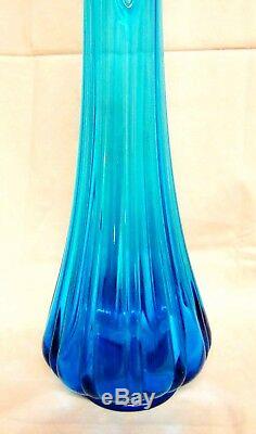 Vtg 29 Le Smith, Viking Epic, Art Glass Swung Ribbed Scalloped Floor Vase