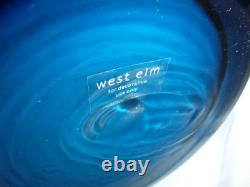 Vtg 90s West Elm Holmegaard Style Cased Glass Vase Gulvvase BRIGHT Turquoise 15