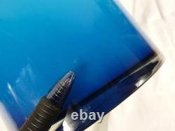 Vtg 90s West Elm Holmegaard Style Cased Glass Vase Gulvvase BRIGHT Turquoise 15