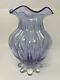 Vtg Alexandrite Neodymium Art Glass Vase Color Changing Footed Purple Blue 9.5