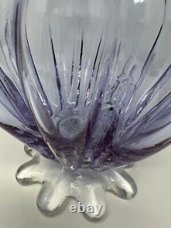 Vtg Alexandrite Neodymium Art Glass Vase Color Changing Footed Purple Blue 9.5