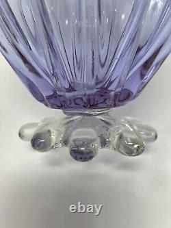 Vtg Alexandrite Neodymium Art Glass Vase Color Changing Footed Purple Blue 9.5