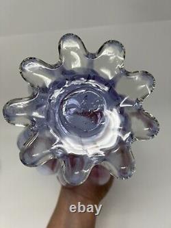 Vtg Alexandrite Neodymium Art Glass Vase Color Changing Footed Purple Blue 9.5