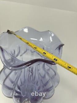 Vtg Alexandrite Neodymium Art Glass Vase Color Changing Footed Purple Blue 9.5