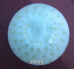 Vtg Barbini Murano Blue Gold Bullicante Glass Small Vases Pair