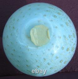 Vtg Barbini Murano Blue Gold Bullicante Glass Small Vases Pair