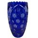 Vtg. Bohemian Czech Cobalt Blue Cut To Clear Crystal Glass Vase, Floral 12