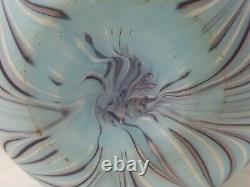 Vtg Fenton Art Glass Robert Barber / Dave Fetty Blue Pink Pulled Feather Vase 8