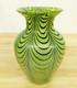 Vtg Kralik Glass Vase Green Blue Pulled Loop Swirl Art Nouveau Bohemian Mottled