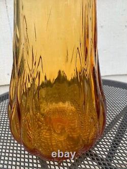 Vtg MCM ATOMIC Amber Yellow 21 SWUNG Handblown Glass Vase E. Smith