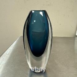 Vtg MCM Kosta Vicke Lindstrand Sommerso Blue Glass Vase 7 SIGNED 41826