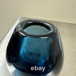 Vtg MCM Kosta Vicke Lindstrand Sommerso Blue Glass Vase 7 SIGNED 41826