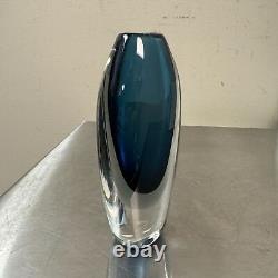 Vtg MCM Kosta Vicke Lindstrand Sommerso Blue Glass Vase 7 SIGNED 41826