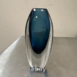 Vtg MCM Kosta Vicke Lindstrand Sommerso Blue Glass Vase 7 SIGNED 41826