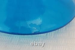 Vtg MCM LE Smith 17.5 Peacock Blue Aqua Smoothie Pedestal Swung Vase READ