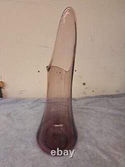 Vtg MCM LE Smith Purple amethyst Fat Bottom Smoothie 19 Swung Vase