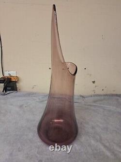 Vtg MCM LE Smith Purple amethyst Fat Bottom Smoothie 19 Swung Vase