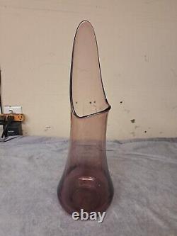 Vtg MCM LE Smith Purple amethyst Fat Bottom Smoothie 19 Swung Vase