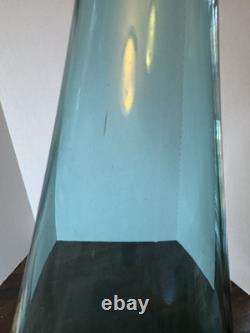 Vtg MCM Peacock Blue Fat Bottom Swung Stretch Glass Vase 21.5 LE Smith