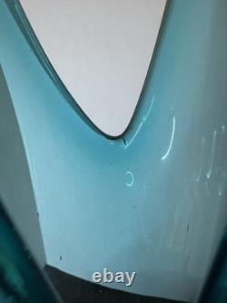 Vtg MCM Peacock Blue Fat Bottom Swung Stretch Glass Vase 21.5 LE Smith