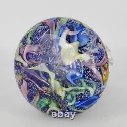 Vtg Murano Tutti Frutti Multi-Color Art Glass Vase Hand-Blown Blue Inside READ