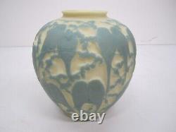 Vtg Phoenix Consolidated Art Glass Martele Reuben Haley Lovebirds Blue Vase 10