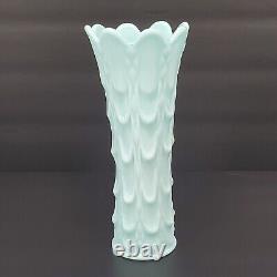 Vtg RARE Fostoria Frisco Aqua 8.75 Vase Lincoln Drape Swung Milk Glass Scallop