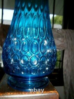 Vtg Rare L E Smith 1000 Eyes Simplicity Blue Swung Vase 15 VGC HTF