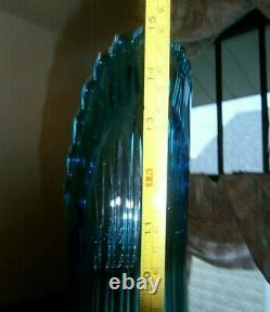 Vtg Rare L E Smith 1000 Eyes Simplicity Blue Swung Vase 15 VGC HTF