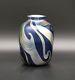 Vtg Signed Mark Peiser Studio Art Glass Iridescent Blue Cabinet Vase 4.25 Mint