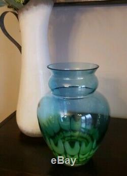 WATERFORD Evolution OCEAN TIDE 12 DISCONTINUED Vase Blue & Green Art Glass