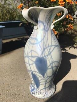 WOW Imperial FreeHand Hanging Hearts 9 Inch Vase. Unmarked. Perfect and RARE