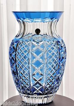 Waterford Crystal Azure Light Blue Cut to Clear Fleurology Molly Vase 12 New