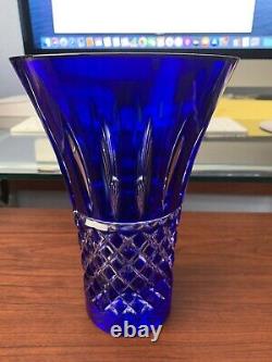 Waterford Crystal Treasures of The Sea Tramore 8 Vase Flared Blue Diamond Cut