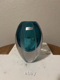 Waterford Evolution Blue Art Glass Vase 7 Stunning Ocean Design