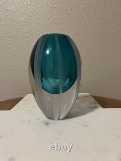 Waterford Evolution Blue Art Glass Vase 7 Stunning Ocean Design