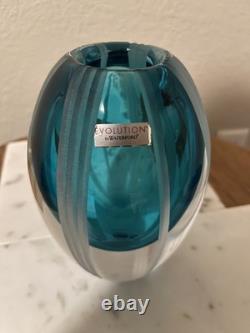 Waterford Evolution Blue Art Glass Vase 7 Stunning Ocean Design