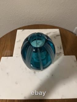 Waterford Evolution Blue Art Glass Vase 7 Stunning Ocean Design