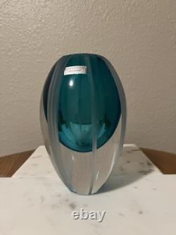 Waterford Evolution Blue Art Glass Vase 7 Stunning Ocean Design