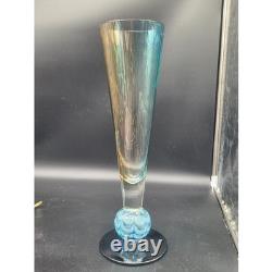 Waterford Evolutions Candle Holder Blue Blown Glass Vase