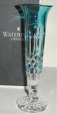 Waterford Lismore 9 Bud Vase Turquoise Blue & Clear Crystal New