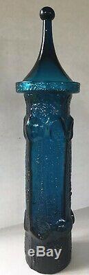 Wayne Husted Antigua Jar With Lid MCM Blue 18 Stelvia Empoli Art Glass 1963