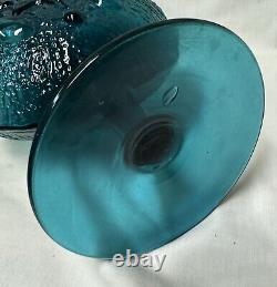 Wayne Husted Footed Teal Antigua Vase Stelvia Glass Empoli Italy 12-3/4 Embosse