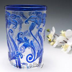 Webb Blue Cameo Glass Vase c1933