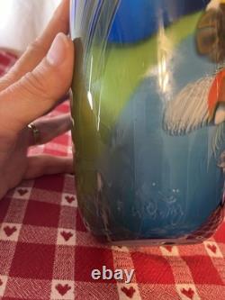 Wes Hunting Art Glass Colorfield Vessel Beautiful Greens Blues Signed 9