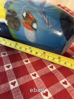 Wes Hunting Art Glass Colorfield Vessel Beautiful Greens Blues Signed 9