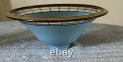 Westmoreland Art Deco console Blue glass Gold trim